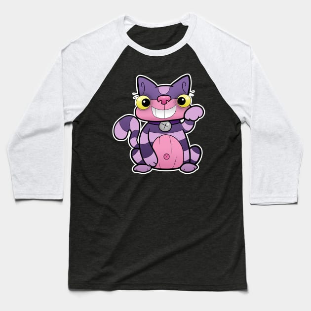 Creepies - Maneki Creepo Cheshire Cat Baseball T-Shirt by Creepies